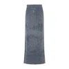 Diesel Faded Blue Denim Maxi Skirt With Side Slit In Blue