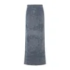Diesel Faded Blue Denim Maxi Skirt With Side Slit In Blue