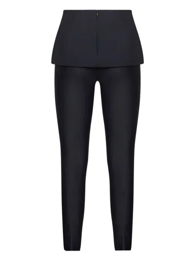 Diesel Skirt Culottes Leggings With Mini Skirt Overlay And Back Zip In Nero