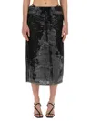 Diesel High Waist Elastic Waistband Midi Skirt