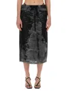 Diesel High Waist Elastic Waistband Midi Skirt In Black
