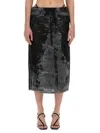 Diesel High Waist Elastic Waistband Midi Skirt In Black