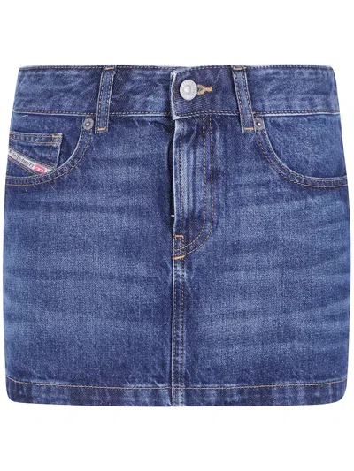 Diesel Skirt Denim Mini "de Ron" In Blue