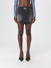 Diesel Denim Mini Skirt With Oval D Logo In Black