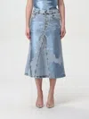 Diesel De-pago Laminated Denim Midi Skirt In Blue