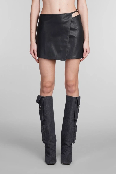 Diesel L-kesselle Leather Skirt In Black