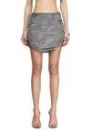Diesel Skirt In Distressed Prince Of Wales Denim In Grey