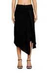 Diesel Skirt In Fluid Cupro With Front Knot In Black