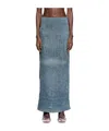 Diesel Megan Distressed High-waisted Long Skirt In Gray