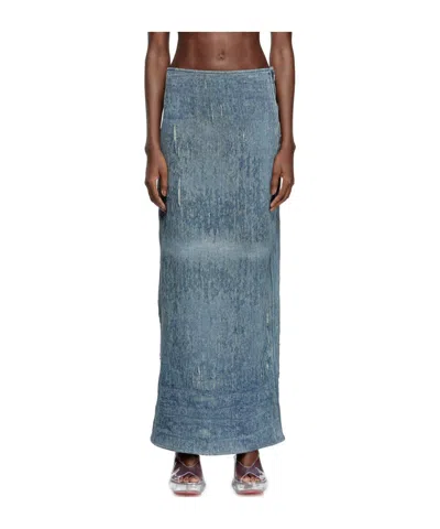 DIESEL DIESEL DE-MEGAN-FSG DISTRESSED DENIM SKIRT