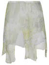 Diesel Layered Light Green Skirt With Semi-sheer Finish