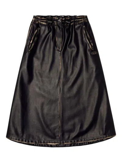 Diesel O-blivion Elasticated-waistband Midi Skirt In Black