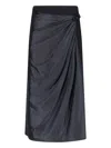 Diesel Draped Midi Skirt With Chintz Finish In Black