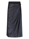 Diesel Draped Midi Skirt With Chintz Finish In Black