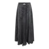 Diesel Full Skirt In Lasered Cotton-hemp Denim In Black