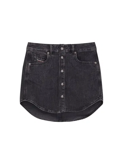 Diesel De-ard Denim Miniskirt In Black