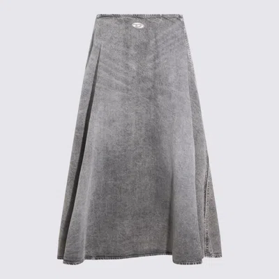 Diesel Midi Knee Length Skirt Belt Loop Pleated In Gray
