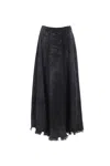 Diesel Full Skirt In Lasered Cotton-hemp Denim In Black