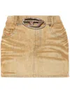 Diesel Denim Skirt With Front Cut-out Detail In Vintage Brown
