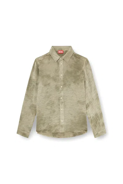 Diesel S-kissy Acetate Shirt In Dark/brown
