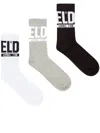 Diesel 3-pack Of Logo Cuff Socks In Multi