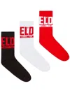Diesel Set Di Tre Calzini Con Logo Sul Polsino In Red
