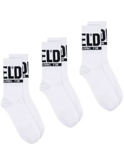 Diesel Skm-ray Three-pack Socks In White