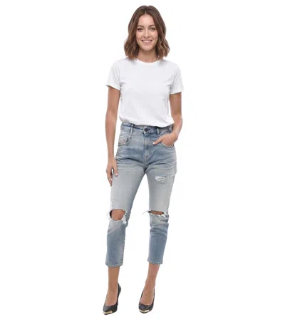 Diesel Sky Blue Straight High Rise Jeans In White