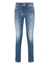 Diesel Straight Trousers With Belt Loops And Faded Effect In Blue