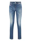 Diesel Straight Trousers With Belt Loops And Faded Effect In Blue