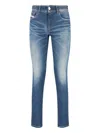 Diesel Straight Trousers With Belt Loops And Faded Effect In Blue