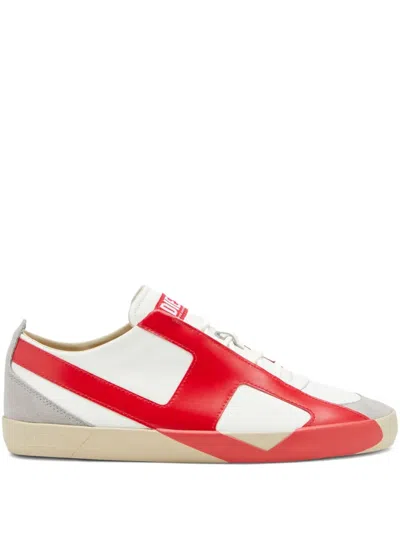 Diesel Slante Leather Sneakers In White