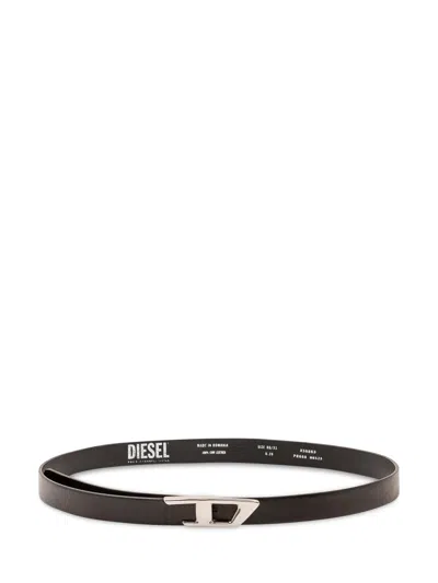 Diesel Sleek Logo Belt In Nero