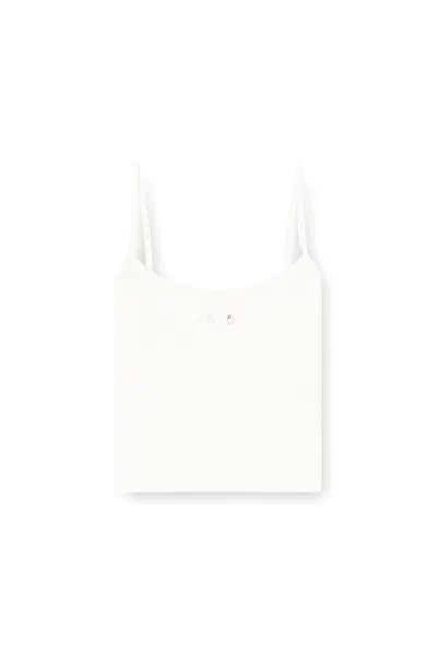 Diesel Sleek Mini Top With Thin Straps And Embossed Logo - Size S In Bianco