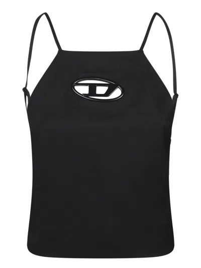 Diesel Sleeveless Black Top With Oval Cut-out Design