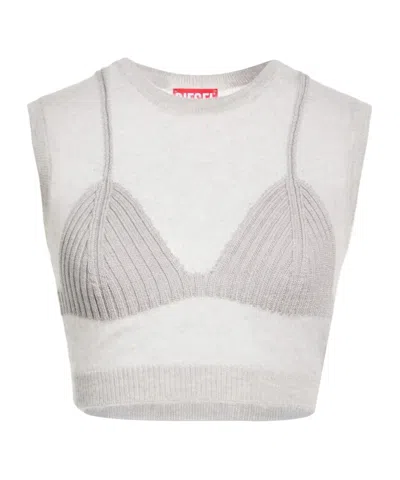 Diesel Sleeveless Cropped Knit Top In White