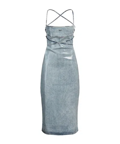 Diesel Sleeveless Denim Dress In Gray