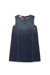 Diesel Sleeveless Denim Dress With Raw Edge In Blue