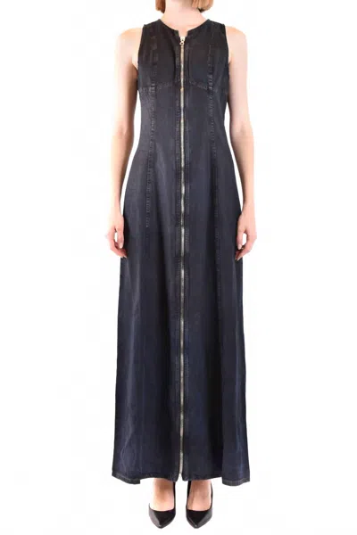 Diesel Sleeveless Denim Maxi Dress In Black