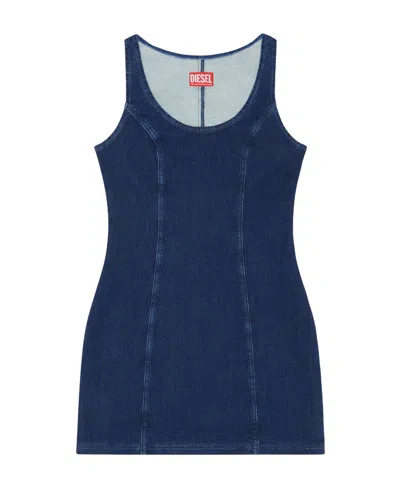 Diesel Sleeveless Denim Mini Dress In Blue