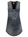 Diesel Sleeveless Denim Top With Deep V-neckline In Blue
