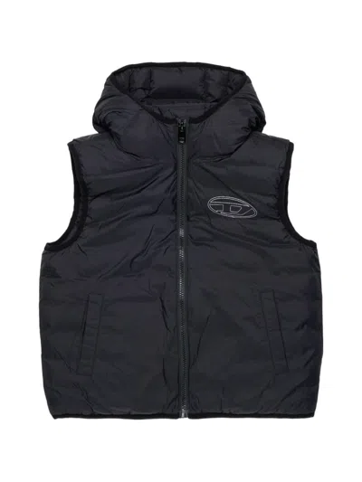 Diesel Kids Josip Hooded Vest In Black
