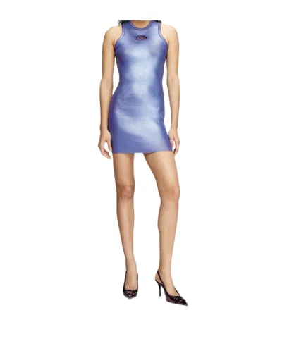 DIESEL DIESEL M-CADDIX-M METALLIC RIBBED KNIT MINI DRESS