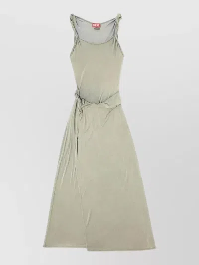 Diesel Sleeveless Dress Twisted Straps Side Slit Draped In Yellow