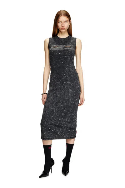 Diesel Sleeveless Dress With Zip Detail In Black