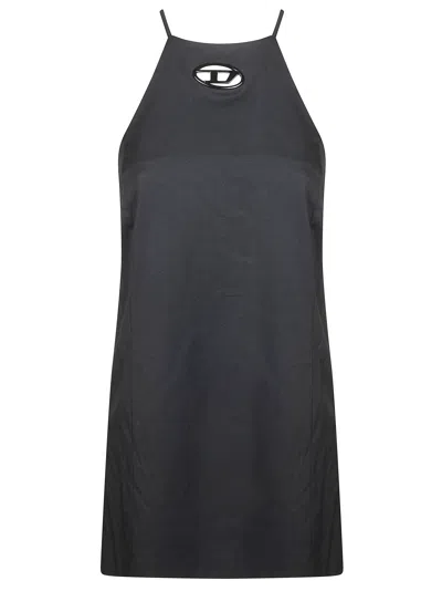Diesel Sleeveless Halter Oval Cutout Mini Dress In Black