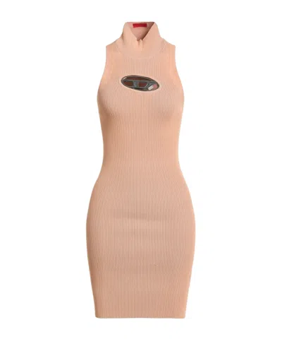 Diesel Sleeveless High-neck Slim-fit Fashion Dress In Pink
