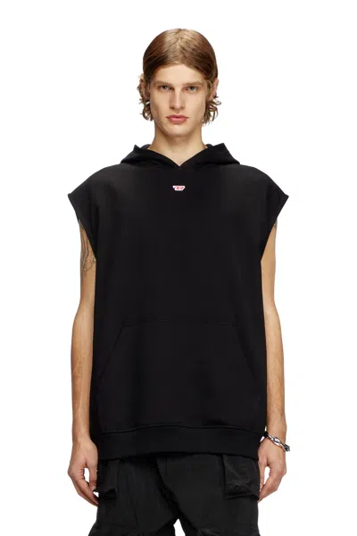 Diesel Sleeveless Hoodie With D Logo In Black