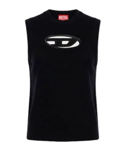 Diesel Sleeveless Knitted Sweater In Black