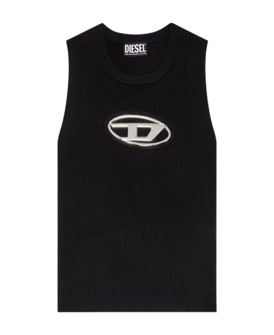 Diesel Sleeveless Knitted Vest In Black